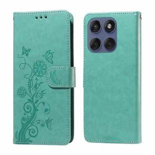 For Motorola Edge 60 Fusion / Edge 5G 2025 Embossed Butterfly Flowers Leather Phone Case(Green)