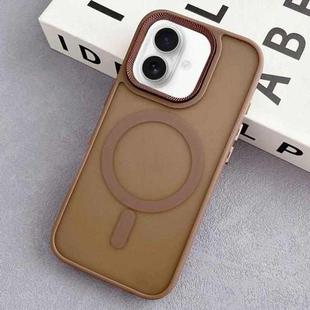 For iPhone 16 Plus Diamond Lens Frame PC Hybrid TPU MagSafe Phone Case(Desert Gold)