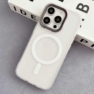 For iPhone 13 Pro Max Diamond Lens Frame PC Hybrid TPU MagSafe Phone Case(White)