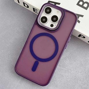 For iPhone 12 Pro Max Diamond Lens Frame PC Hybrid TPU MagSafe Phone Case(Purple)
