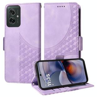For Motorola Moto G55 Embossed Rhombus Starry Leather Phone Case(Purple)