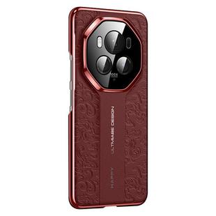 For Honor Magic6 Pro Cloud Dragon Pattern Plain Leather PC Phone Case(Red)