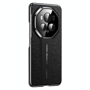 For Honor Magic6 Pro Cloud Dragon Pattern Plain Leather PC Phone Case(White)