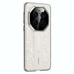 For Honor Magic7 Pro Cloud Dragon Pattern Plain Leather PC Phone Case(White)