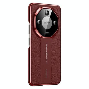 For Honor X50 Cloud Dragon Pattern Plain Leather PC Phone Case(Red)