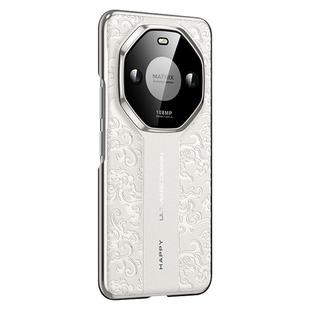 For Honor X50 Pro Cloud Dragon Pattern Plain Leather PC Phone Case(White)