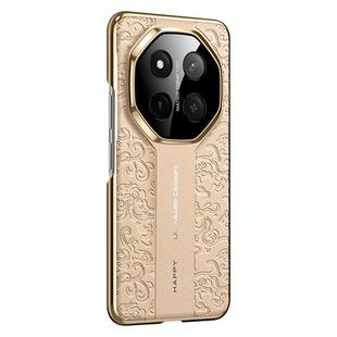 For Honor X60 Pro Cloud Dragon Pattern Plain Leather PC Phone Case(Gold)