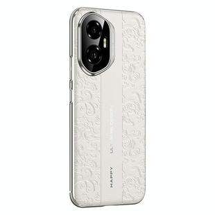For Honor 300 Cloud Dragon Pattern Plain Leather PC Phone Case(White)