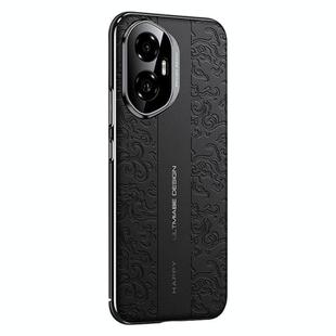 For Honor 300 Cloud Dragon Pattern Plain Leather PC Phone Case(Black)