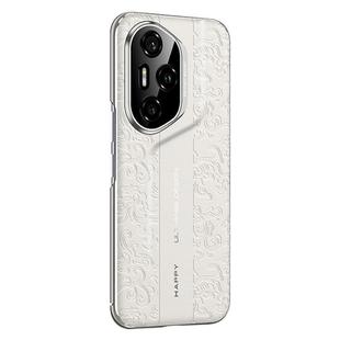 For Honor 300 Pro Cloud Dragon Pattern Plain Leather PC Phone Case(White)