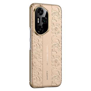 For Honor 300 Ultra Cloud Dragon Pattern Plain Leather PC Phone Case(Gold)