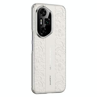 For Honor 300 Ultra Cloud Dragon Pattern Plain Leather PC Phone Case(White)
