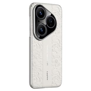 For Huawei Pura 80 5G Cloud Dragon Pattern Plain Leather PC Phone Case(White)
