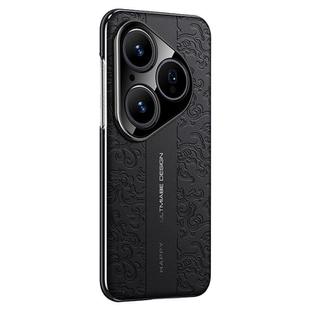 For Huawei Pura 80 5G Cloud Dragon Pattern Plain Leather PC Phone Case(Black)