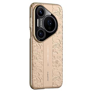 For Huawei Pura 80 Pro / 80 Pro+ 5G Cloud Dragon Pattern Plain Leather PC Phone Case(Gold)