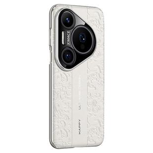 For Huawei Pura 80 Ultra 5G Cloud Dragon Pattern Plain Leather PC Phone Case(White)