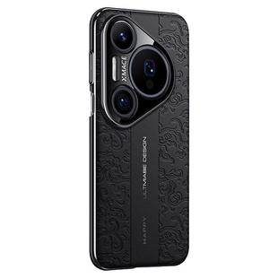 For Huawei Pura 80 Ultra 5G Cloud Dragon Pattern Plain Leather PC Phone Case(Black)