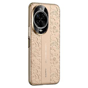 For Huawei nova 14 Cloud Dragon Pattern Plain Leather PC Phone Case(Gold)