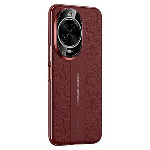 For Huawei nova 14 Cloud Dragon Pattern Plain Leather PC Phone Case(Red)
