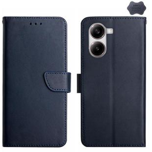 For Xiaomi Poco X7 Pro Genuine Leather Fingerprint-proof Flip Phone Case(Blue)
