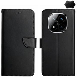 For Redmi Note 14 Pro 4G Genuine Leather Fingerprint-proof Flip Phone Case(Black)