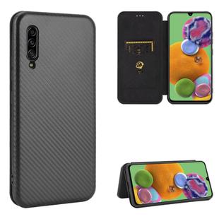 For Samsung Galaxy A90 5G Carbon Fiber Texture Horizontal Flip TPU + PC + PU Leather Case with Rope & Card Slot(Black)