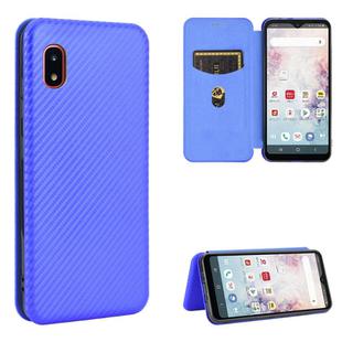 For Samsung Galaxy A20 (SC-02M) SCV46 Carbon Fiber Texture Horizontal Flip TPU + PC + PU Leather Case with Rope & Card Slot(Blue)