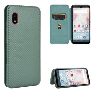 For Samsung Galaxy A20 (SC-02M) SCV46 Carbon Fiber Texture Horizontal Flip TPU + PC + PU Leather Case with Rope & Card Slot(Green)