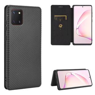 For Samsung Galaxy A81 / M60s / Note 10 Lite Carbon Fiber Texture Horizontal Flip TPU + PC + PU Leather Case with Rope & Card Slot(Black)