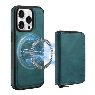 For iPhone 12 Pro Max Denior D26 Skin Feel MagSafe Zipper Bag Leather Phone Case(Blue)