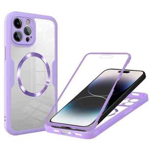 For iPhone 14 Pro CD Texture MagSafe Phone Case(Purple)
