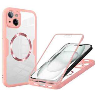 For iPhone 15 Plus CD Texture MagSafe Phone Case(Pink)