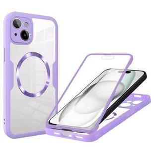 For iPhone 15 Plus CD Texture MagSafe Phone Case(Purple)