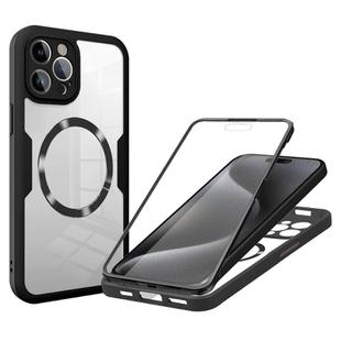 For iPhone 15 Pro CD Texture MagSafe Phone Case(Black)