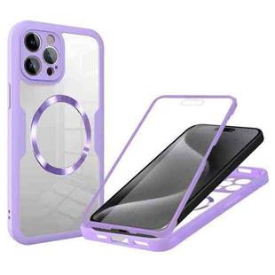 For iPhone 15 Pro CD Texture MagSafe Phone Case(Purple)