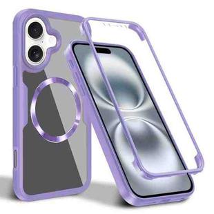 For iPhone 16 Plus CD Texture MagSafe Phone Case(Purple)