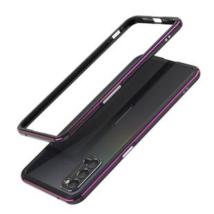 For OPPO Reno4 Aluminum Alloy Shockproof Protective Bumper Frame(Black Purple)