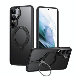 For Samsung Galaxy S25+ 5G Double Ring MagSafe Magnetic Holder Phone Case(Matte Black)