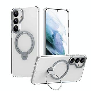 For Samsung Galaxy S25+ 5G Double Ring MagSafe Magnetic Holder Phone Case(Transparent)