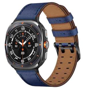 For Samsung Galaxy Watch8 / Watch8 Classic Double Buckle Genuine Leather Watch Band(Blue)