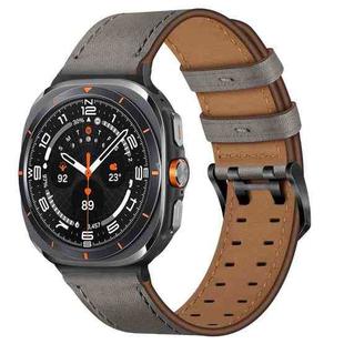 For Samsung Galaxy Watch8 / Watch8 Classic Double Buckle Genuine Leather Watch Band(Grey)
