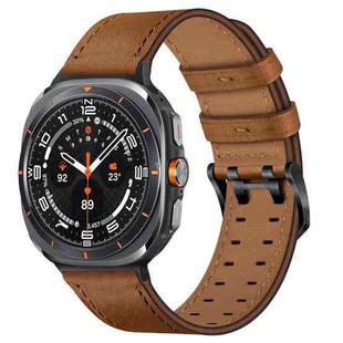 For Samsung Galaxy Watch8 / Watch8 Classic Double Buckle Genuine Leather Watch Band(Brown)