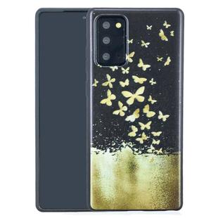 For Samsung Galaxy Note20 Painted Pattern Soft TPU Case(Gold Butterflies)