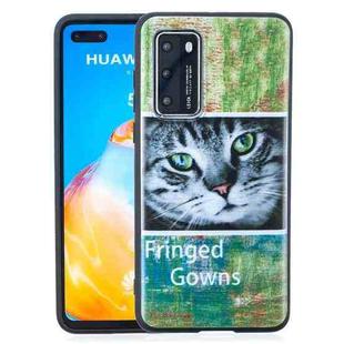 For Huawei P40 Painted Pattern Soft TPU Case(Cat)