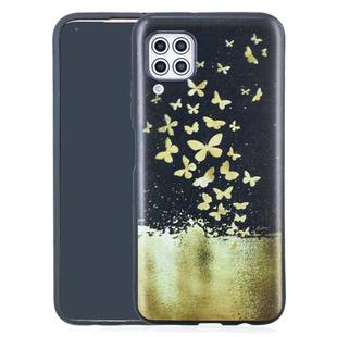 For Huawei P40 Lite Painted Pattern Soft TPU Case(Gold Butterflies)