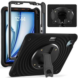 For iPad Air 11 2025 / 2024 / Pro 11 2022 Holder Silicone Hybrid PC Tablet Case(Black)