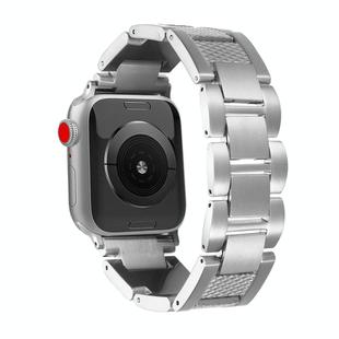 For Apple Watch 46mm / 49mm / 45mm / 44mm Wave Thread 3-bead Stainless Steel Watch Band(Silver)