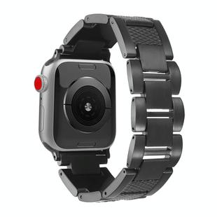 For Apple Watch 42mm / 41mm / 40mm / 38mm Wave Thread 3-bead Stainless Steel Watch Band(Black)