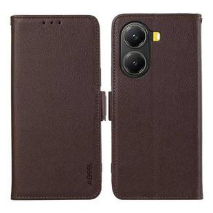 For Xiaomi Poco X7 Pro ABEEL Side-Magnetic Litchi Pattern Leather RFID Phone Case(Brown)
