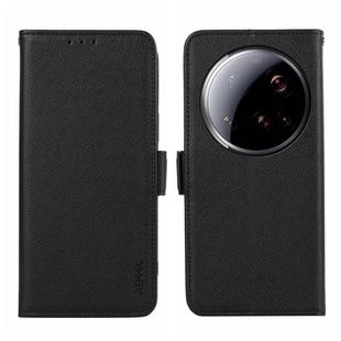 For Xiaomi 15 Ultra ABEEL Side-Magnetic Litchi Pattern Leather RFID Phone Case(Black)